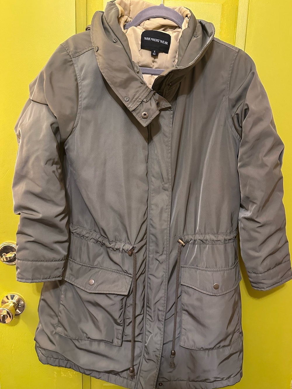 Who What Wear Olive Green Hooded Puffer Parka